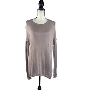 Vince Knit Mesh Long Sleeve Sweater Neutral Tan M